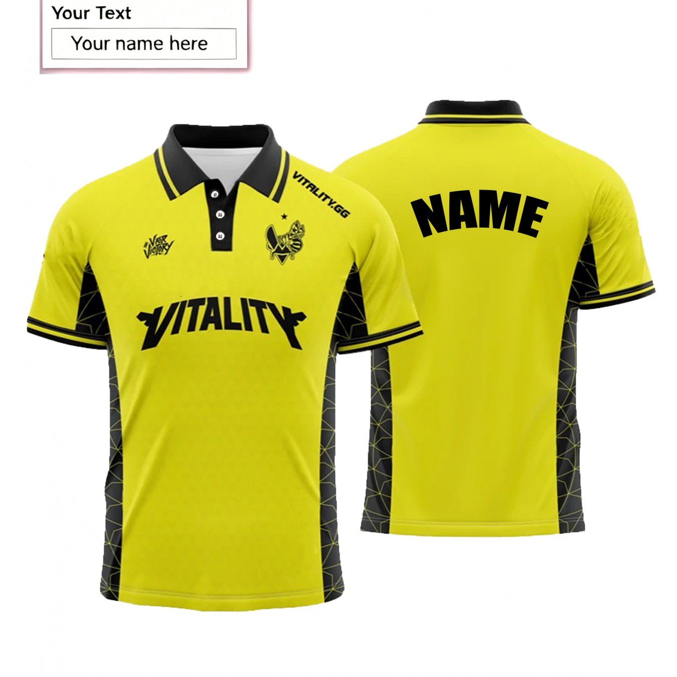TEMU [printed Design - Not Textured] Personalized Custom Name (machine Washable), Custom Vitality Esports Team Shirt, Customizable Name, Short Sleeve