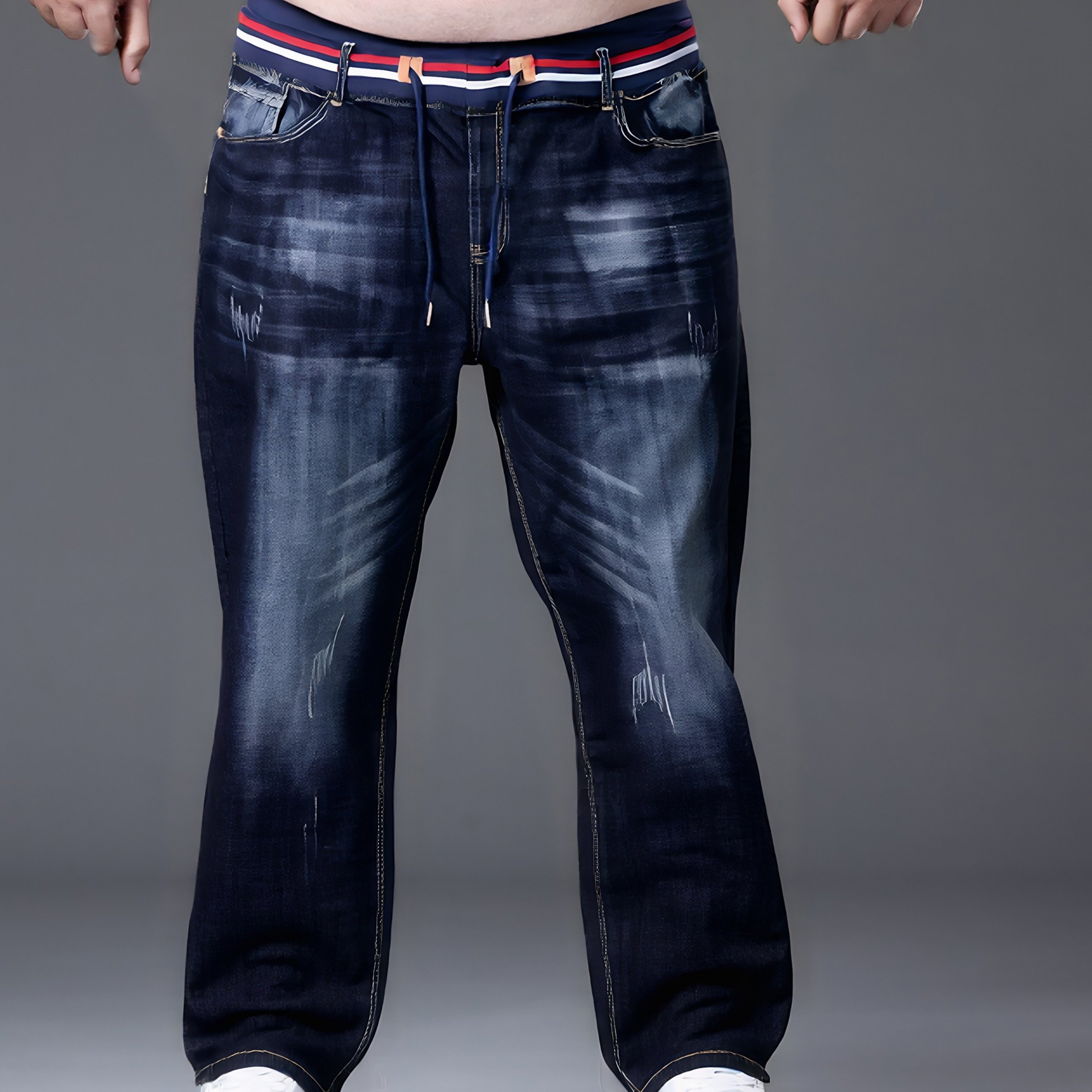 Plus Size Plus Size Men's Jeans 2xl-6xl Stretch Slim Fit Wrinkle Free Comfortable Slimming Skinnyans