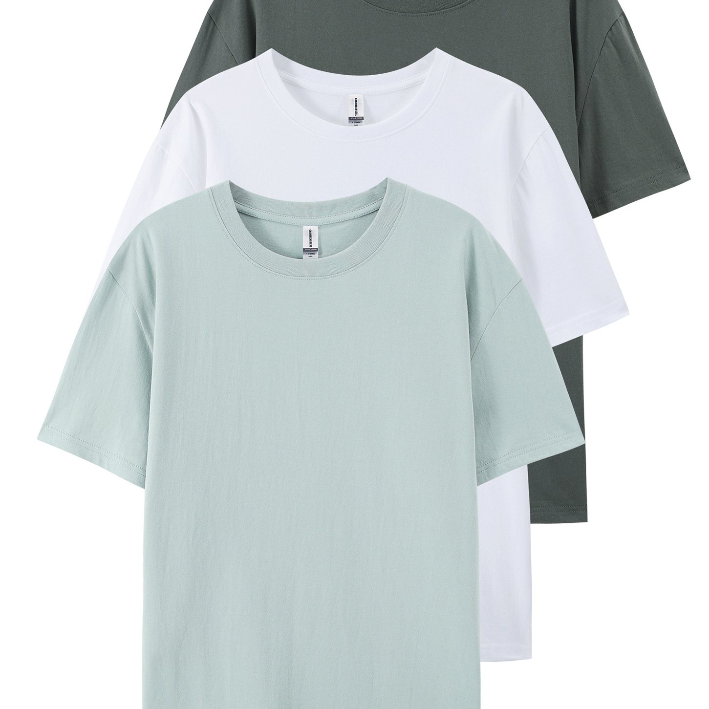 3pcs Mens Short Sleeve T-shirts Vibrant Multi-colours Ultra Colour Stretchy Elastic Crew Neck Mens Outdoor