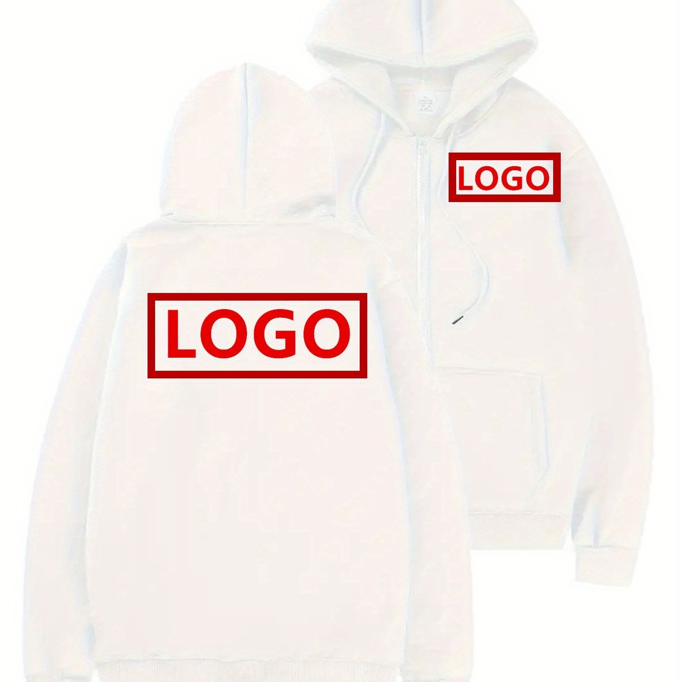 TEMU Men's Casual Hooded Sweatshirt With Zipper, Printed, Machine Washable - For Autumn/winter Outdoor Activities, Customizable With Any Desire