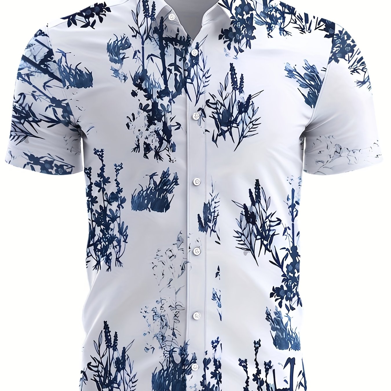 TEMU New Summer Men's Short-sleeve Hawaiian Shirt Featuring A Stylish And Casual Tropical Floral Pattern