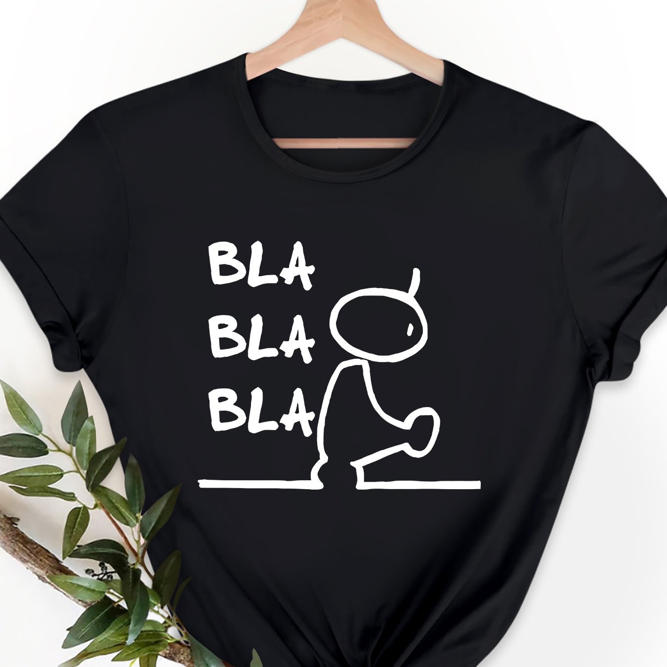 TEMU Plus Size - Plus Size - A Plus-size Women's T-shirt For Elegant, Cute, And Stylish Parties, Featuring A And The Text ' Bla'. A Fitted,