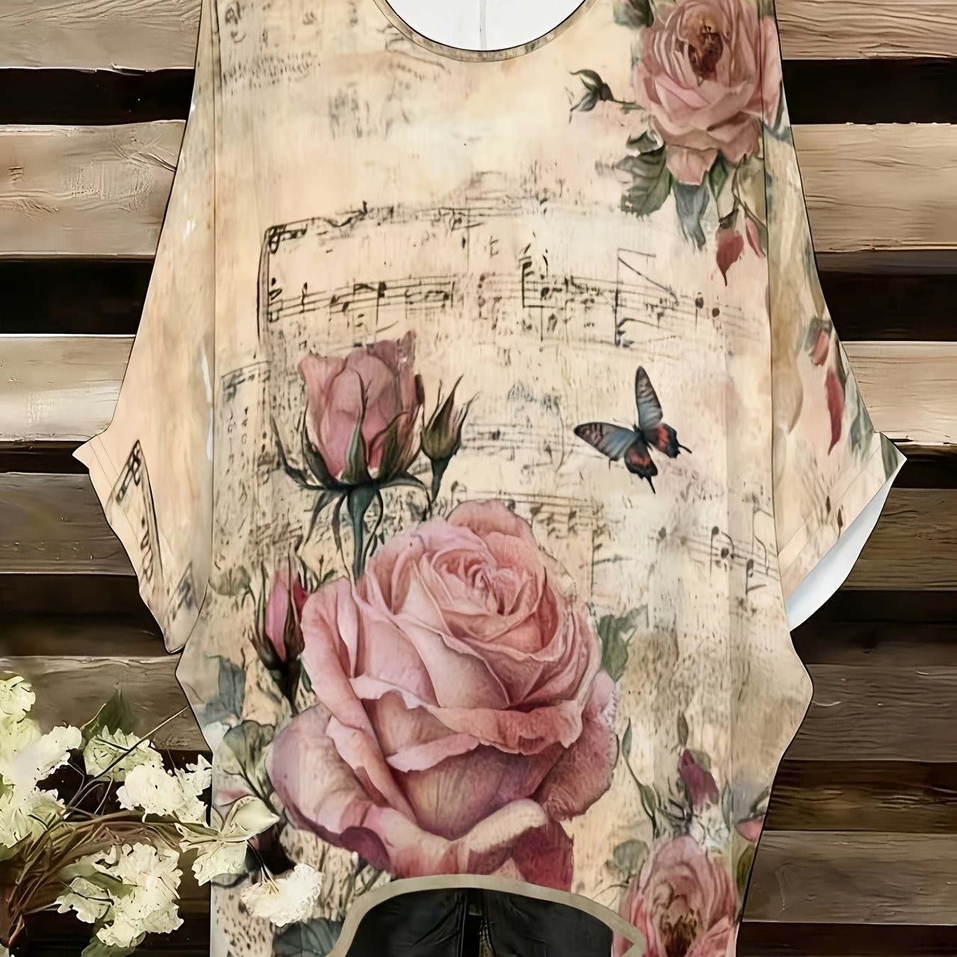 TEMU [dj260315018]women's Spring And Summer Stylish Floral Print Top With An Irregular - Wear