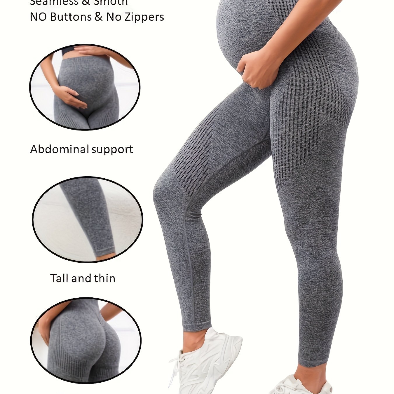 Image of Pregnant Women's Yoga Leggings, High-stretch High-waist Tummy Support Moisture-wicking Quick-dry Women's