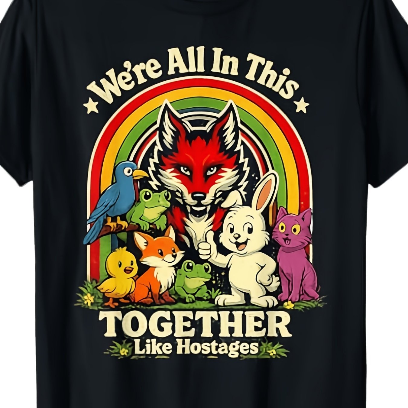 TEMU This Humorous Retro T-shirt For Men In Medium Size Features A That Says All Like Hostages, Soft Breathable Round Neck Casual Top For Themed