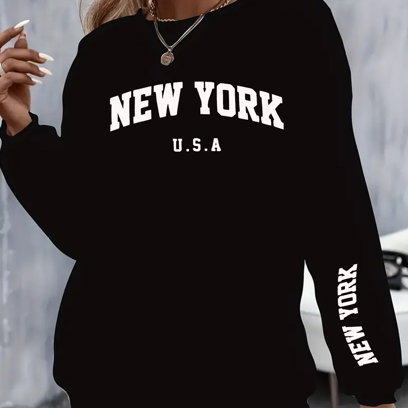 TEMU Plus Size - Plus Size - New Autumn And Plus Size Casual Women's Fleece Sweatshirt, Fashionable Round Neck Women's Fleece Sweatshirt, Plus Size