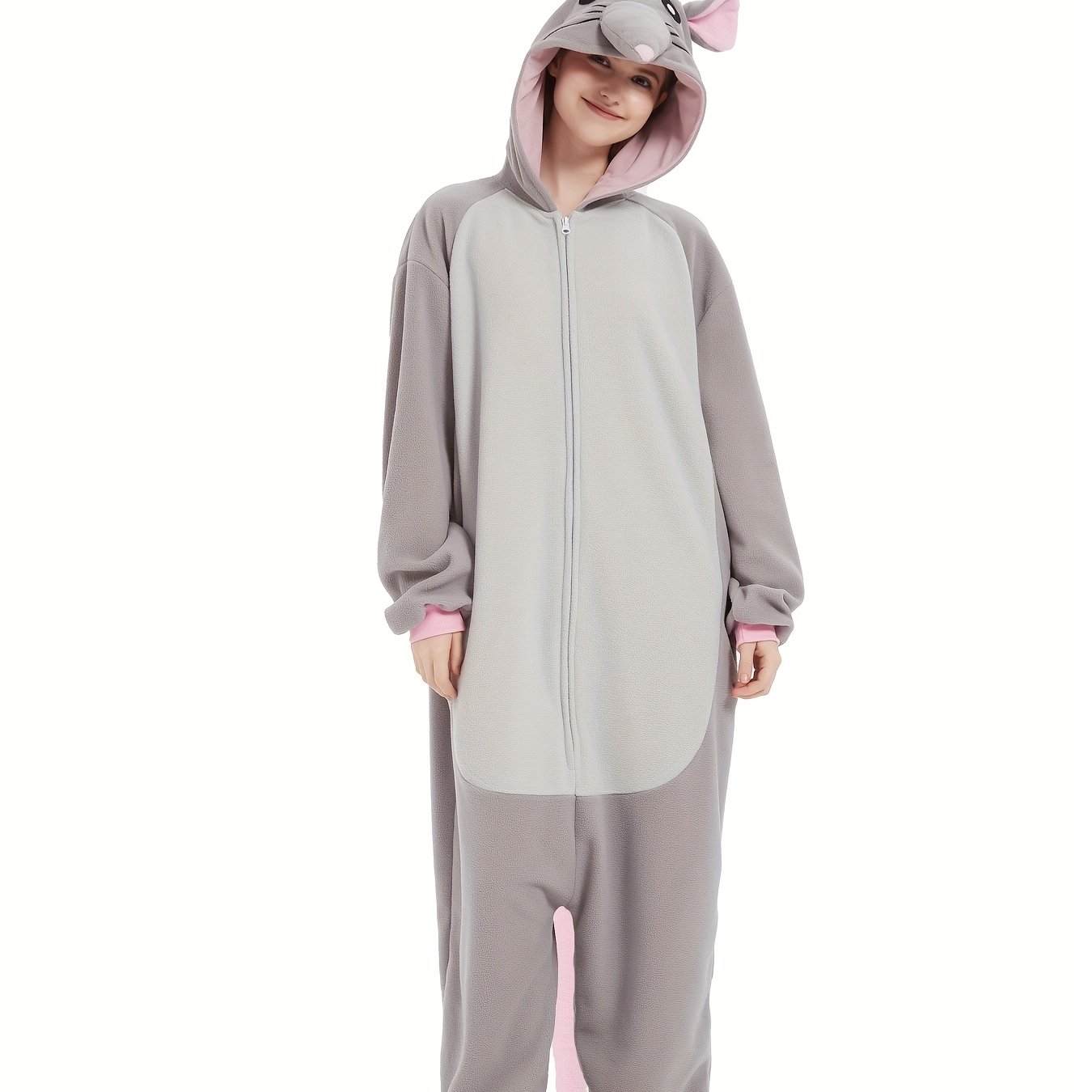 A Warm And Cozy Fleece-lined Animal Hooded Onesie For Adults, Autumn And Winter, Thick Cartoon-style Costume With A Hood, Ideal For Parties And Role-playing, A Great Gift Option