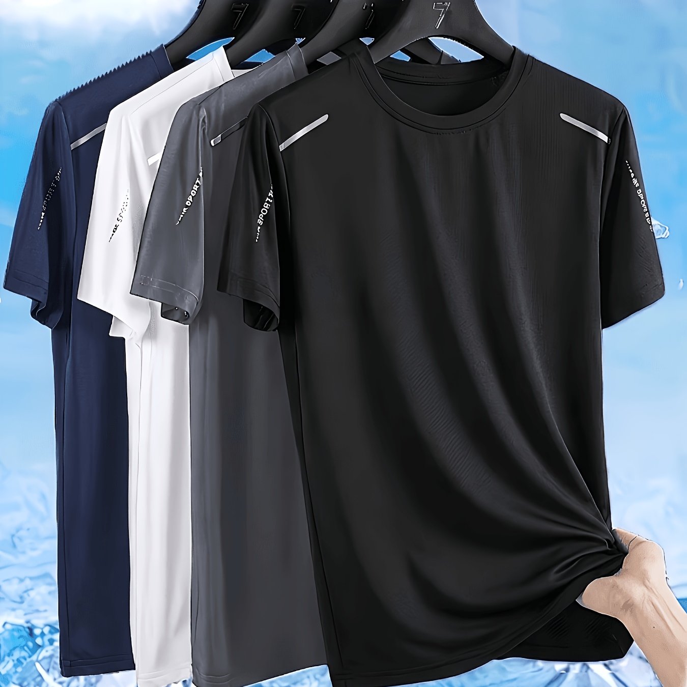 TEMU 4pcs Men's Athletic Casual Shirts - Breathable Quick-dry Round Neck Short Sleeves, Available, Suitable For Gym And Outdoor Activities, Fitness