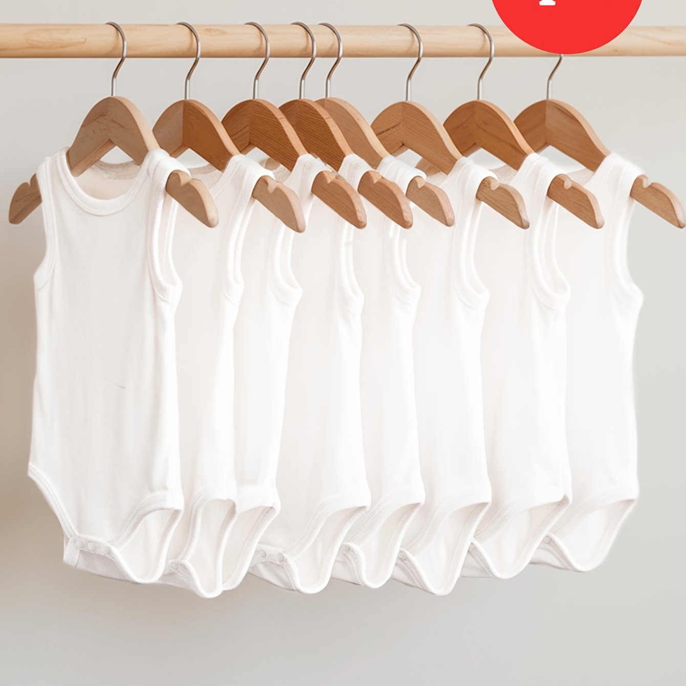 Image of 8pcs Summer Unisex Bodysuit Set: Soft, Breathable Round Neck Triangle Onesies For - Solid Color Striped Minimalist Clothes, Perfect Gift For, Perfect For Outdoor