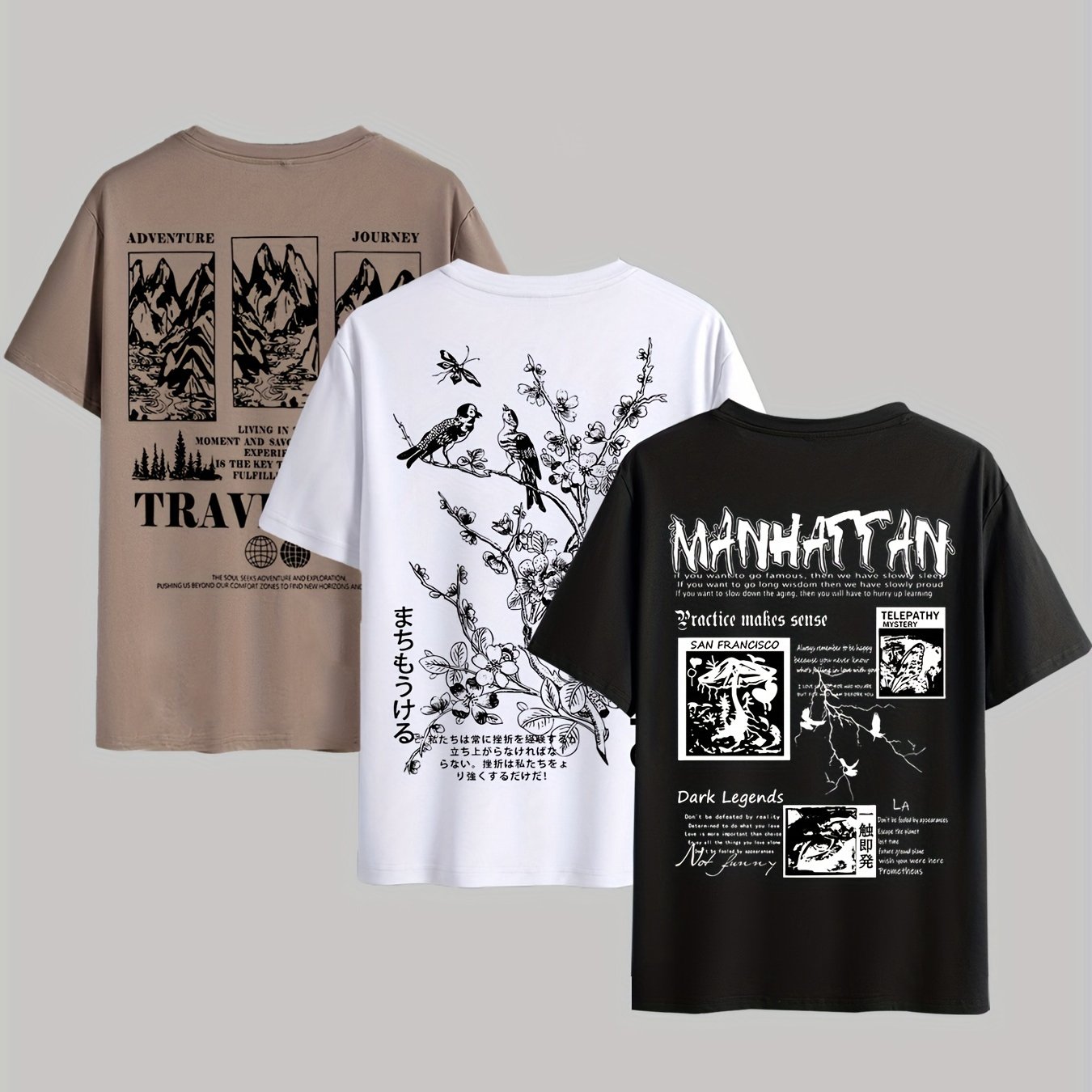 TEMU Men's Summer Casual Short Sleeve T-shirt With - Alphabet Letter Print (-), Round Neck Regular Fit Non- Top For Casual Attire, Office & Semi-formal Occasions - In Stock! - In Multiple Colors ( For