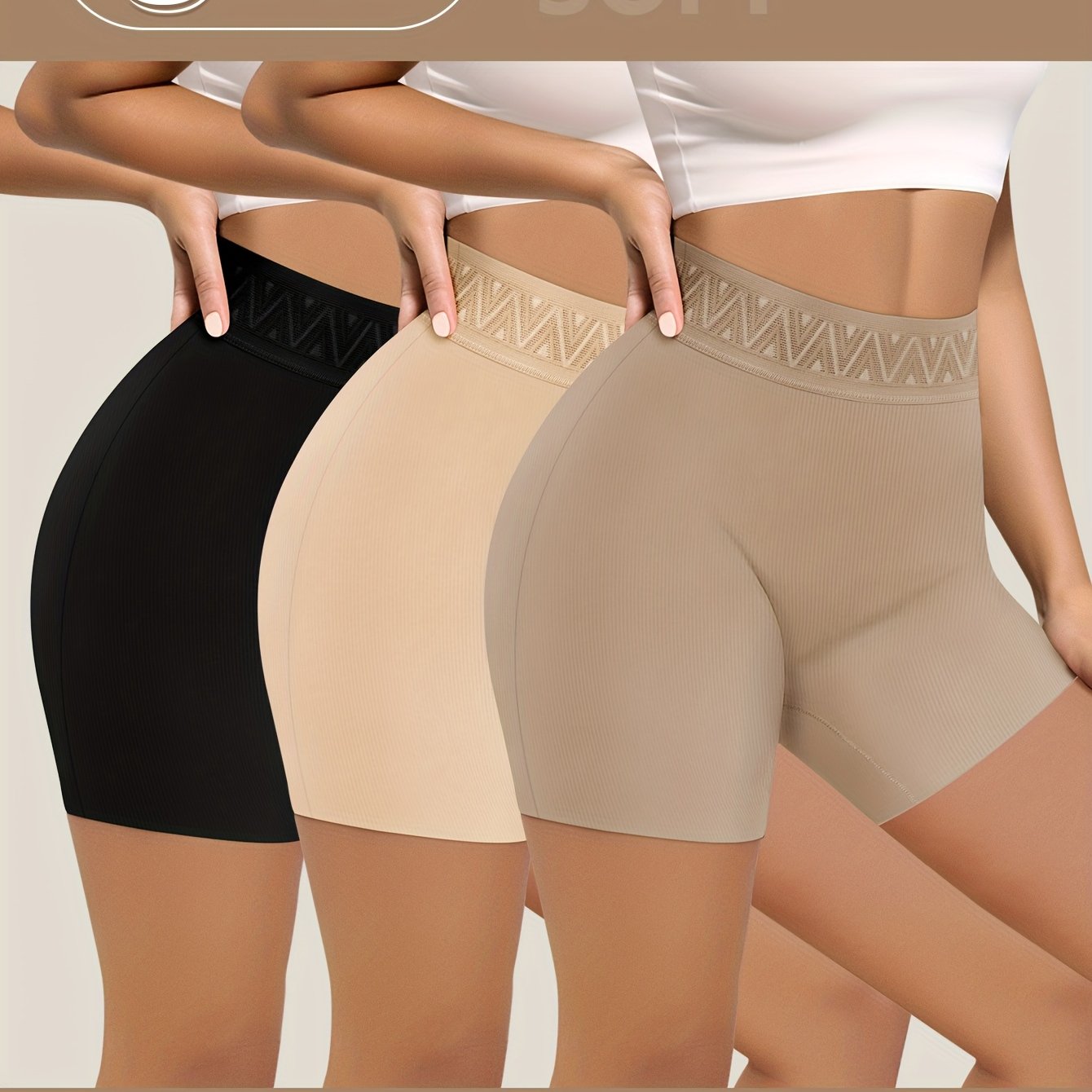 3-pack Women's Plus Size High-waisted Boxer Briefs - Full Coverage, Seamless And Supportive - Soft, Breathable And Comfortable For Daily Wear