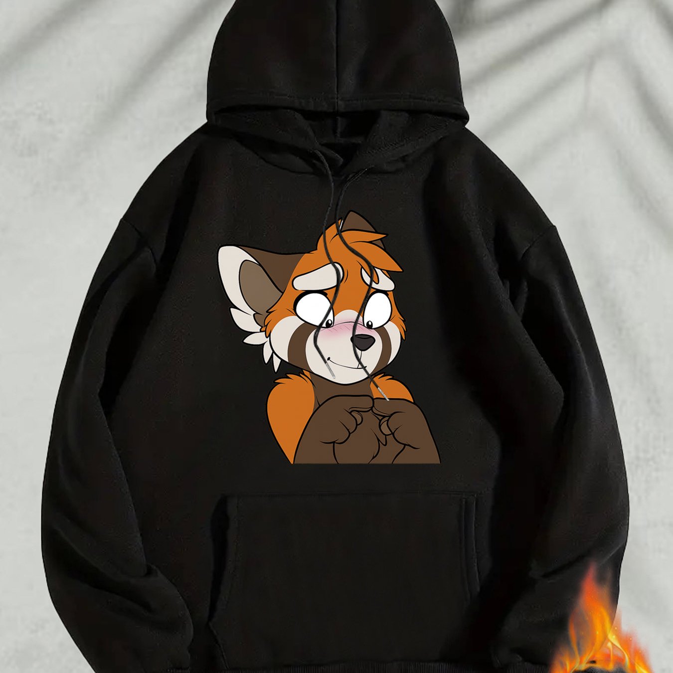 TEMU Adorable Red Panda Furry Women's Hooded Sweatshirt, Stylish Loose-fitting Long Sleeve Hoodie For Ladies