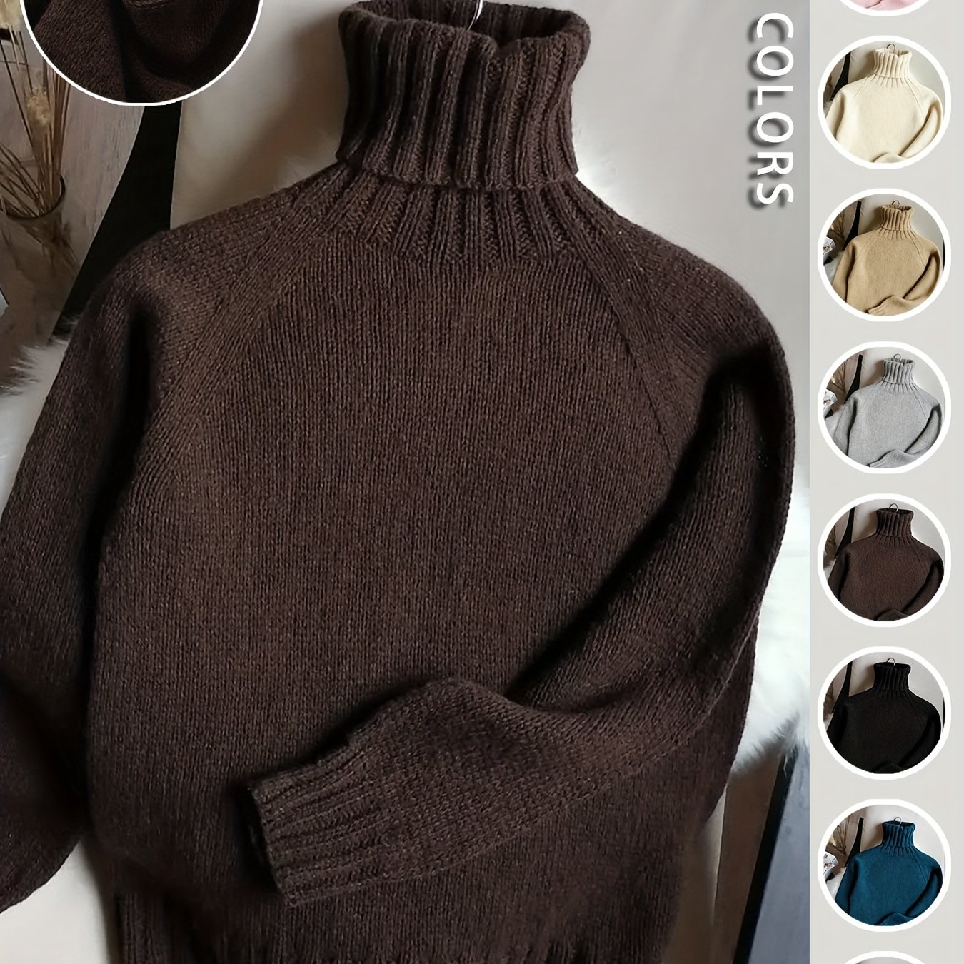E-shop Vintage-Rollkragenpullover für Damen, Herbst/Winter-Unterschicht, lockeres Oberteil