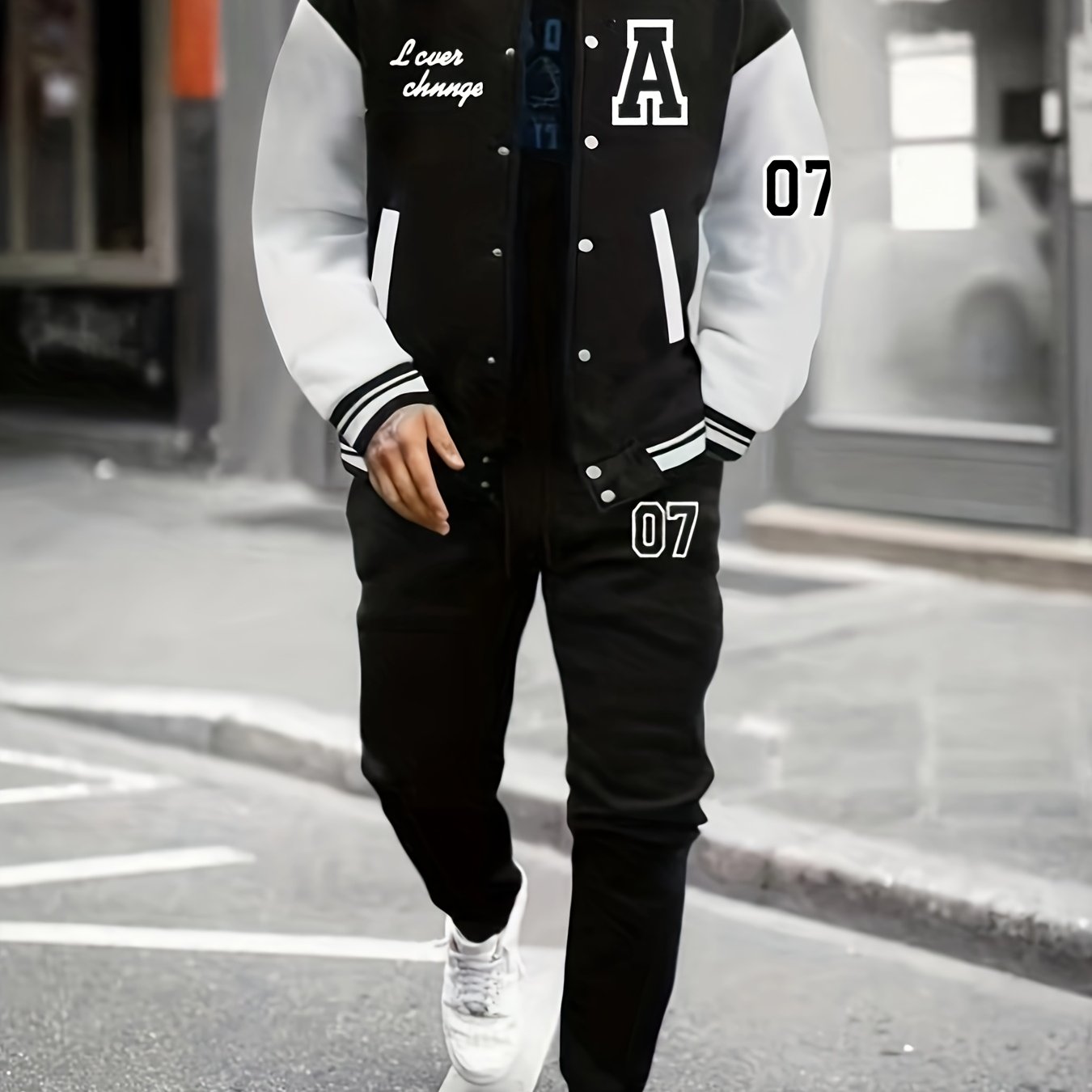 Men's 2pcs A07 Fashion Casual Athletic Baseball Suit Set - Printed A07 Without Inner And Hat - Starry Obm