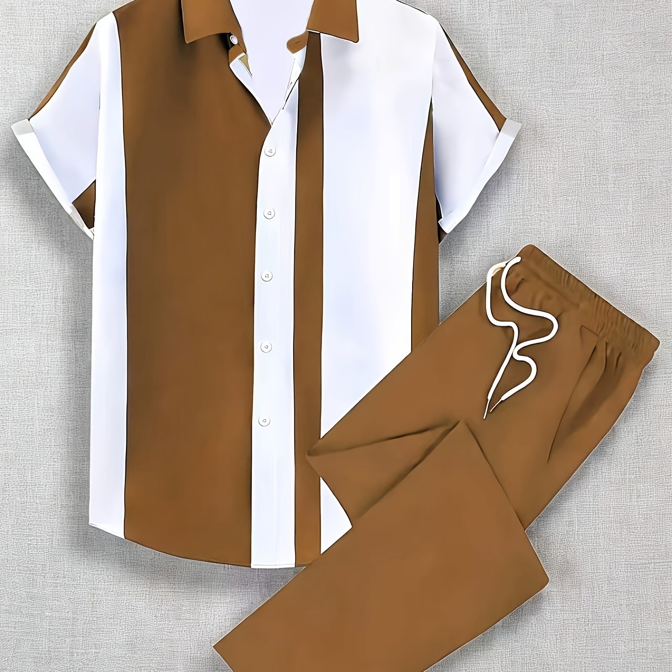 TEMU Completo da con cardigan casual sportivo a bottoni a maniche corte e pantaloni, cardigan a bottoni con a righe e pantaloni a , per moda casual