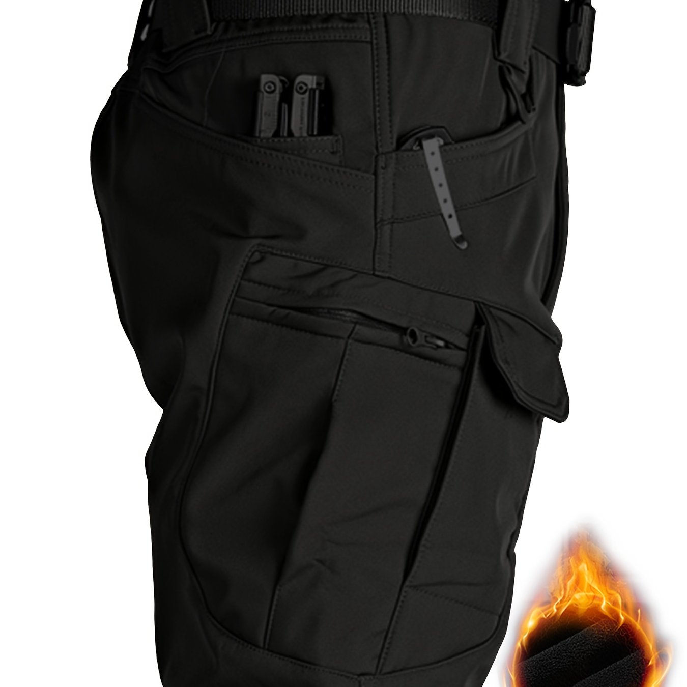 Image of [thick, Tactical Cargo Pants] Thick, Tactical Men's Fleece Cargo Pants | Multi-, Windproof, Ideal For Winter Outdoor Activities | Functional Pants, Stretchable Fabric, Outdoor Workwear