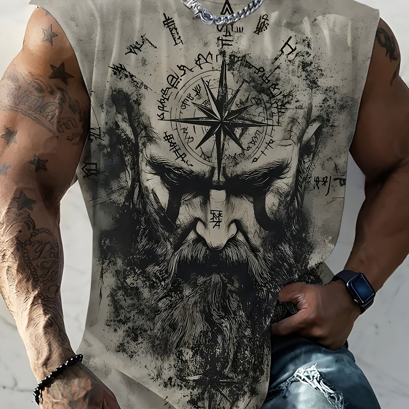 TEMU [printed Design-not Textured] Plus Size Vest Top Men's Sleeveless T-shirt Summer New Sleeveless T-shirt