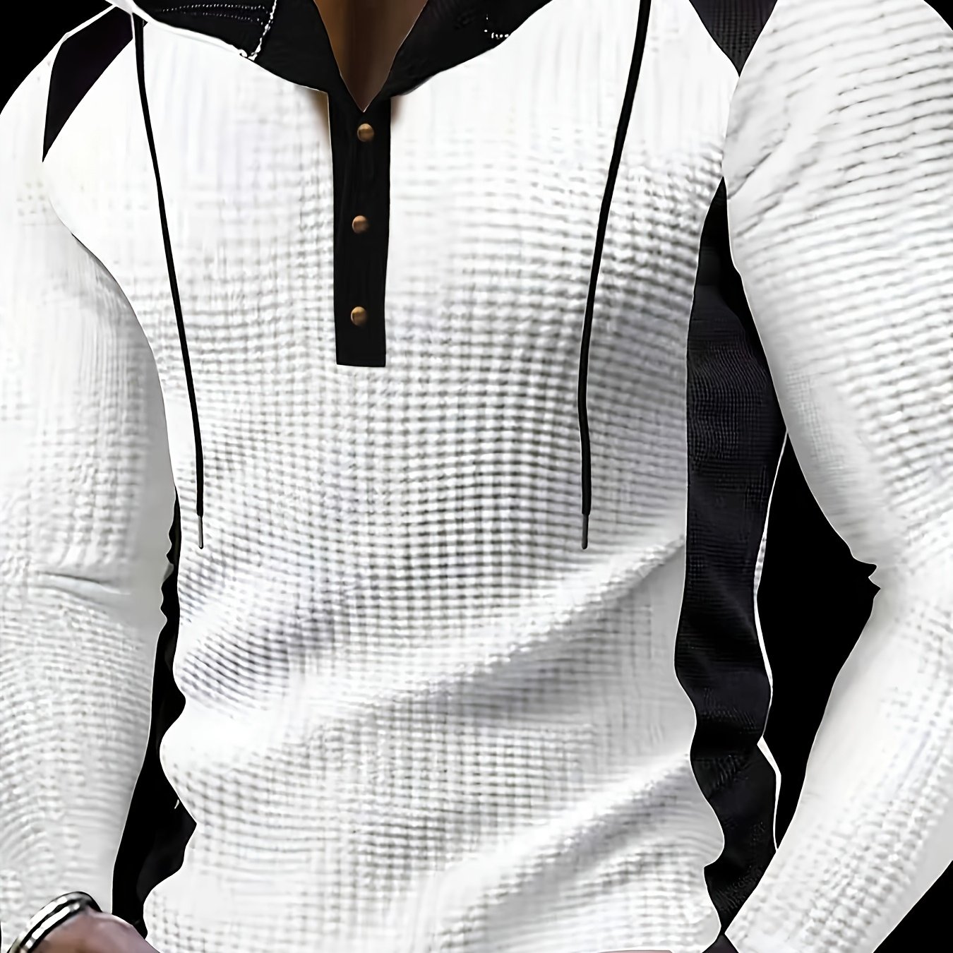 TEMU Men's Fashion Casual Hoodie | Premium -friendly Soft Texture Waffle Fabric | 100% Polyester | Essential For Golf And | Breathable And Warm |