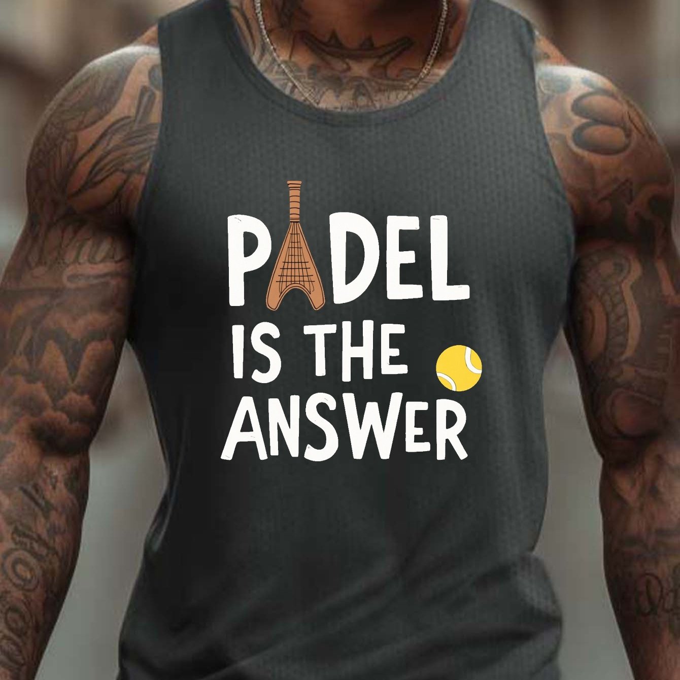 TEMU Padel Is Print Men's Tank Top, Casual Sleeveless Athletic Tank Topbreathable Comfy Tops