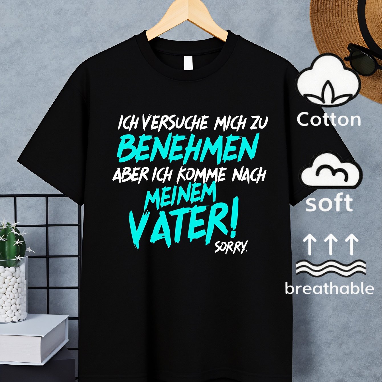 Boys' 100% Cotton T-shirt I'm Trying To , But I Take After Machine Washable, Suitable For , Ideal For Outdoor Activities, Soft Knitted Top, Comfortable And Breathable, With Cute/interesting Patterns