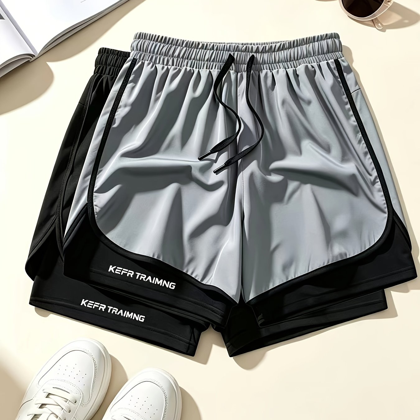TEMU Conjunto de Pantalones Cortos Deportivos Unisex de Moda para Correr y Entrenar, 2 Piezas