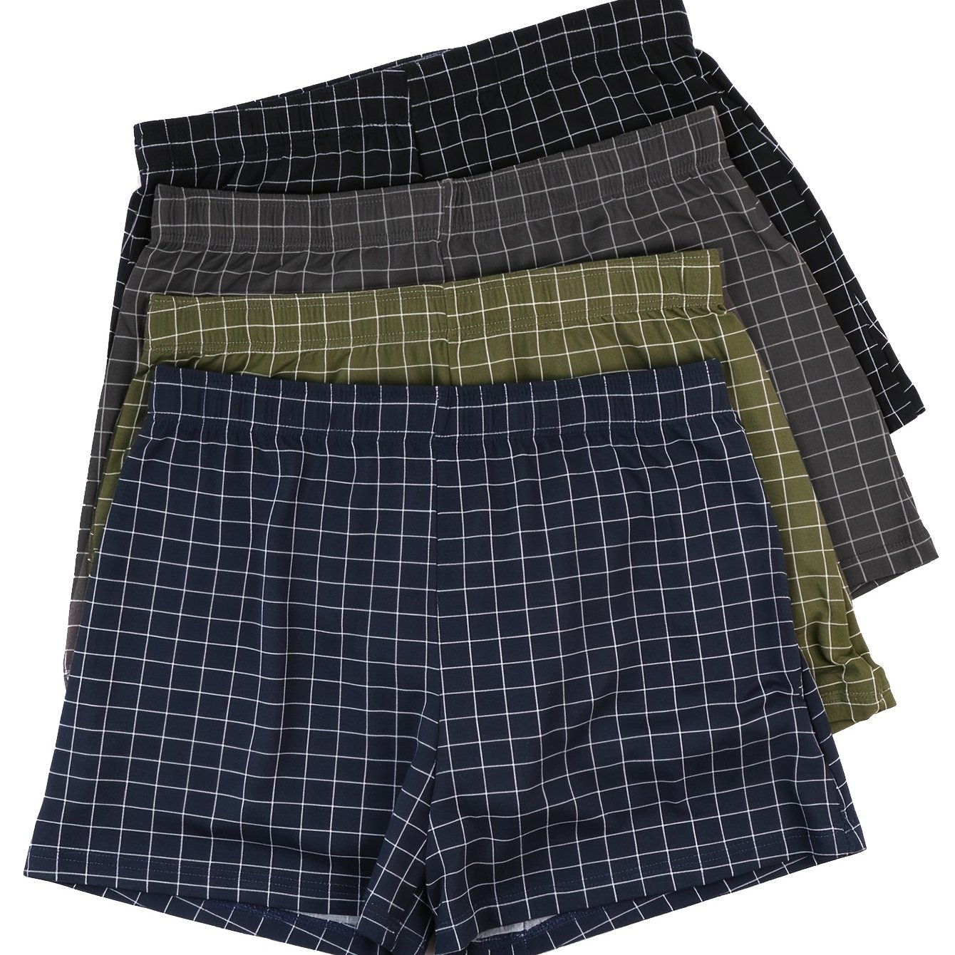 TEMU 4pcs Men&;s Underpants Classic Print Aro Pants Fashionable Trendy Men&; Loose Home Underpants Soft And Comfortable Elastic Flat Angle Shorts,
