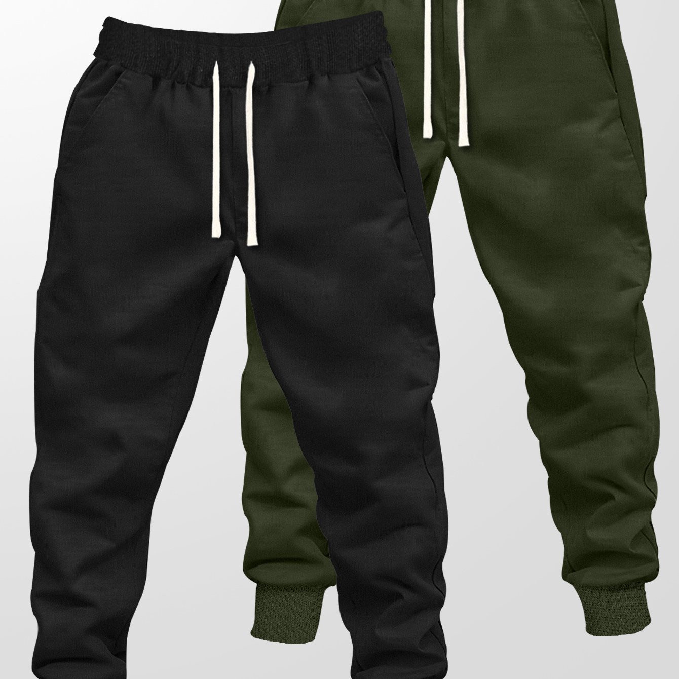 TEMU 2pcs Set Of Big Size Men's Long Pants Men's Casual Long Pants - Equipped With Stretchy Waistbands And Wrinkle-resistant Fabric, Can Comfortable