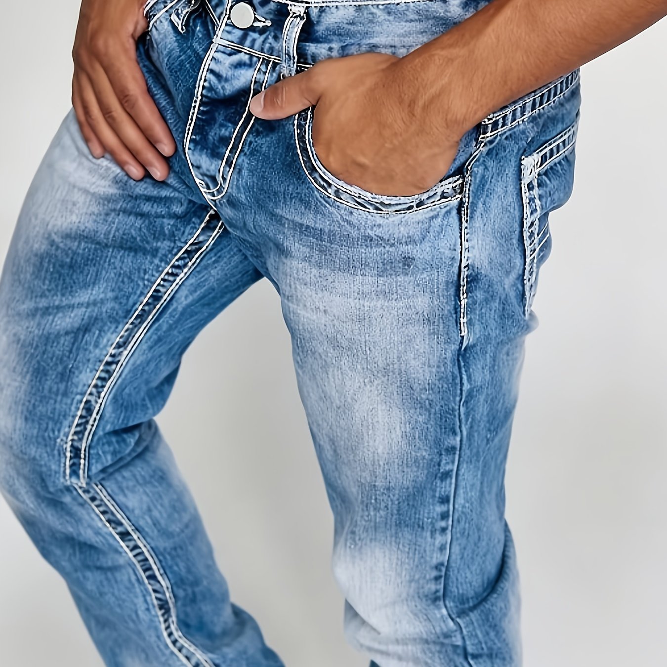 2025 's Straight-leg Heavyweight Yarn Denim Jeans - Breathable, , Fashionable, Versatile - Suitable For Dating, Commuting, And Multiple - Straight Fit, Slimming - European And American Daily