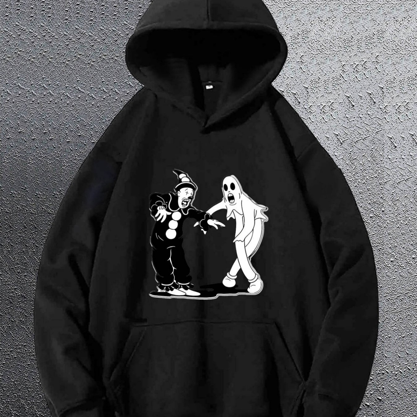 TEMU Sweat à capuche tendance avec imprimé clown et - Pull décontracté à , coupe ample, convient pour -hiver - Sweat à capuche noir pour homme