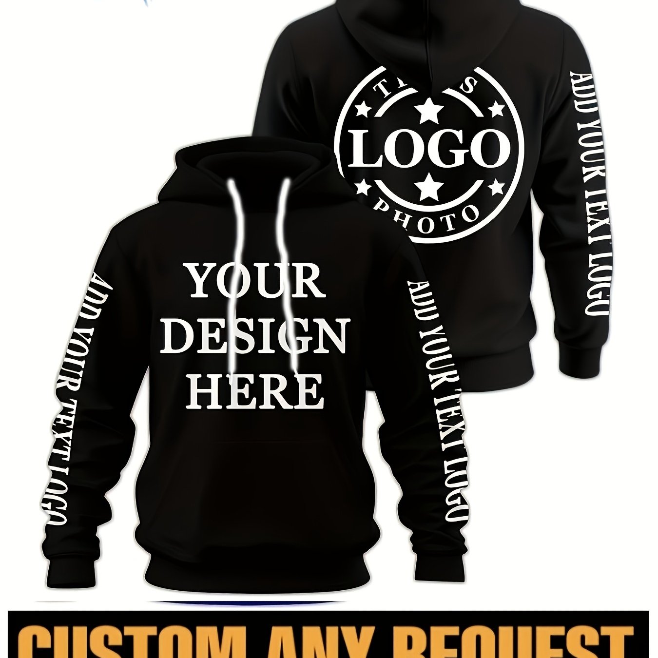 TEMU Customized Unisex Hoodies, Solid With Custom Images, Sublimation Printing Suitable For Team Competition Jerseys, For Team Sportswear, , Running