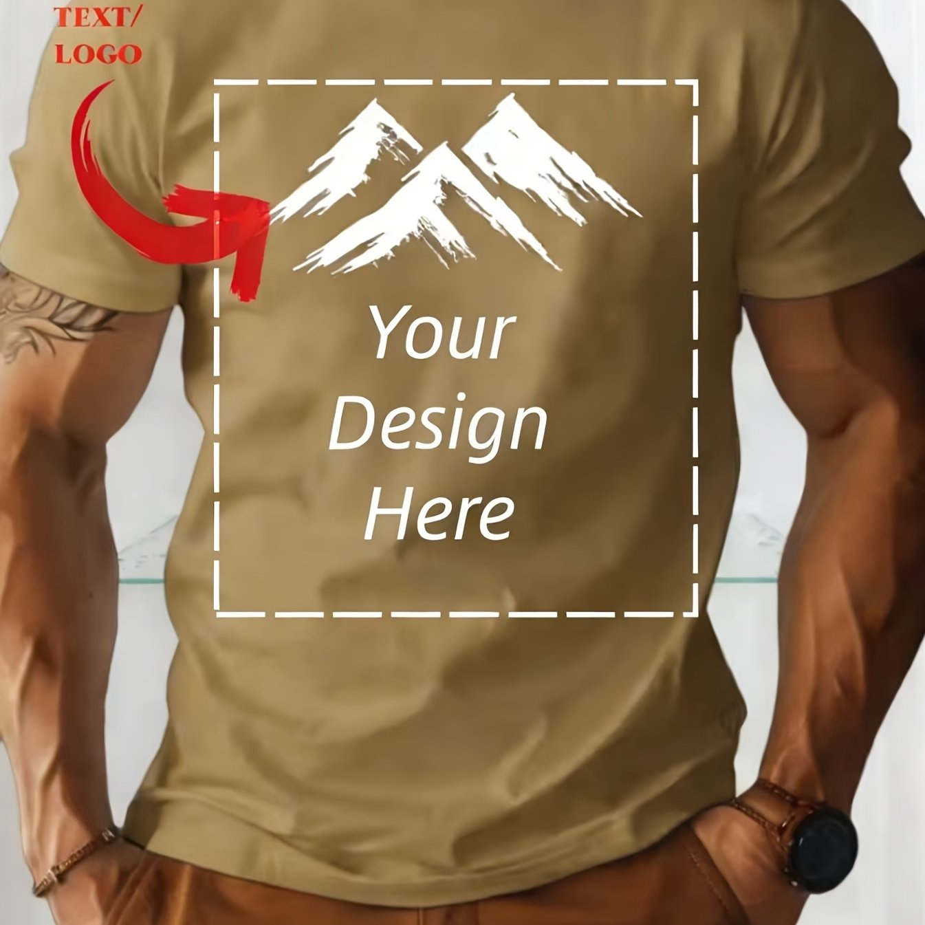 TEMU Men's Custom Plain Round Neck T-shirt - Solid Color Casual & Gym Wear, Summer Fit, Options Suitable For Casual Attire, Gym, Gifts - Machine