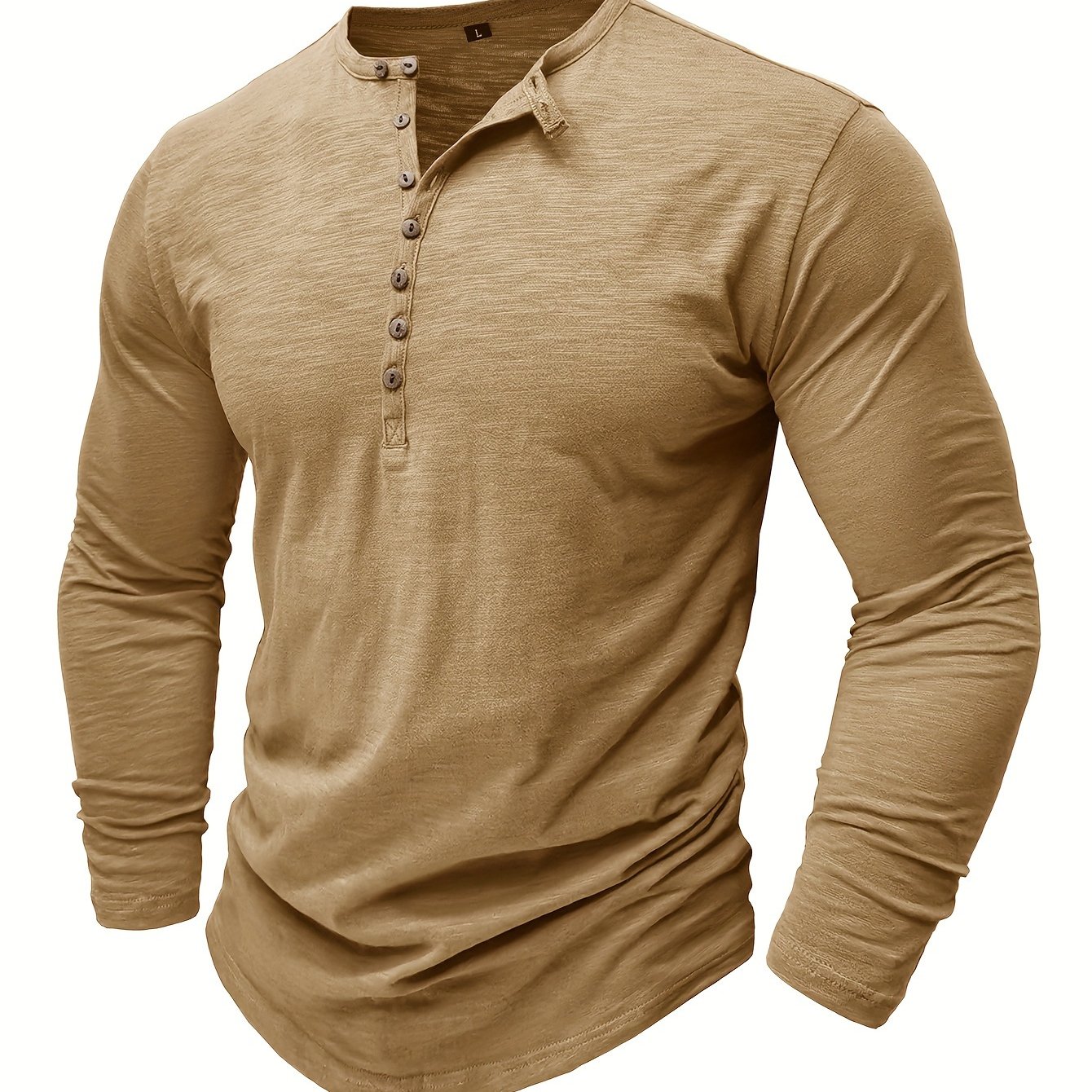 Autumn And Winter 's Fashion Casual Men's Long Sleeve T-shirt Outdoor Men's Henley Shirt Top