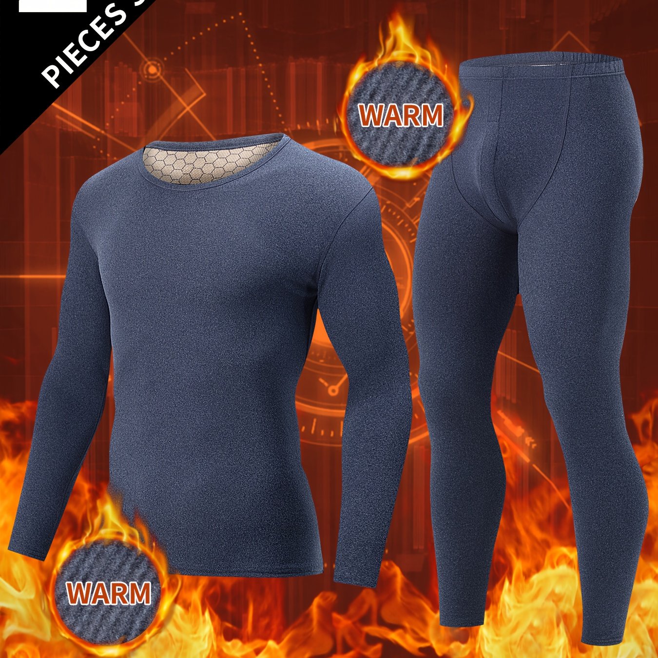 TEMU 2pcs Men's Fashion Autumn Sweater And Long Johns Set For Fall/winter, Base Layer Sweater Warm Innerwear