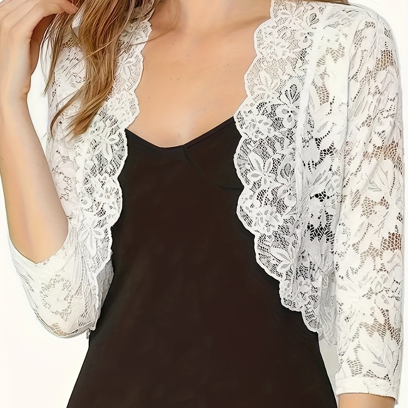 E-shop 2025 Damenmode Kurzlederjacke ohne Kragen, vielseitiges Cardigan-Top. Elegantes, trendiges Spitzenhemd in , sofort verfügbar.