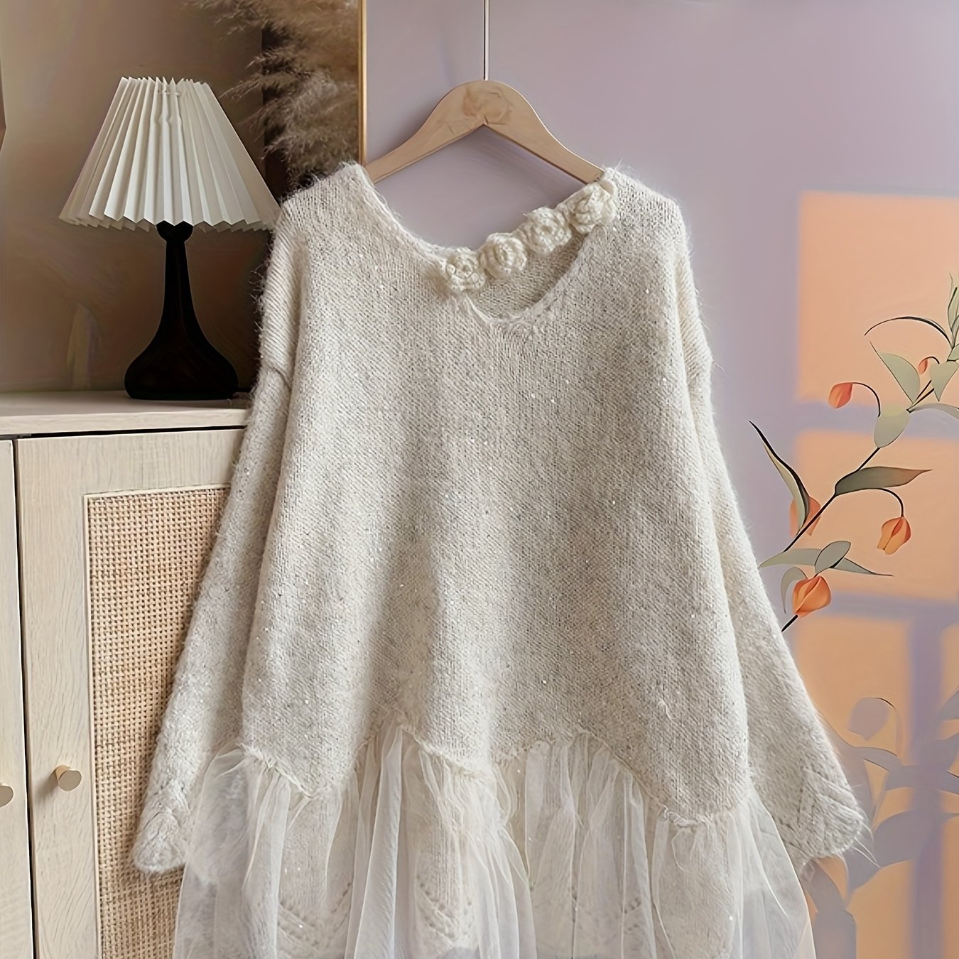 TEMU Pull pour femme de style coréen, et délicat, au premium, haut éthéré mi-long à superposées, , désengorgeant et rajeunissant