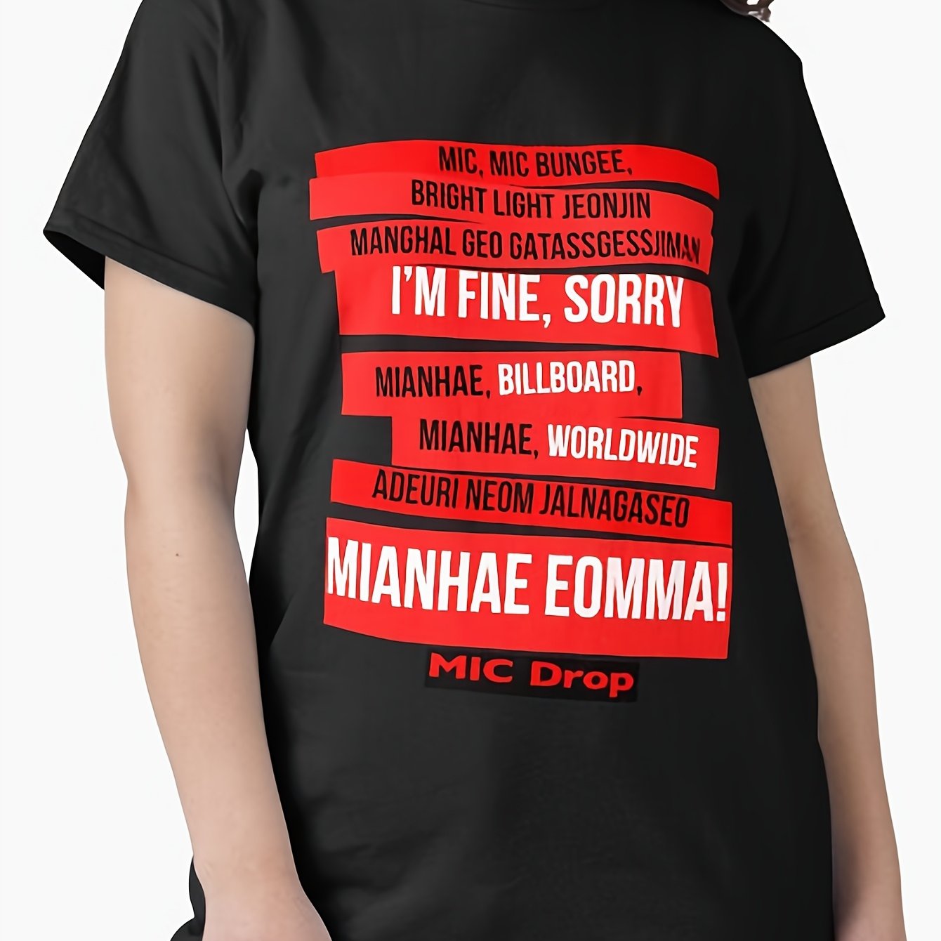 Image of 2026 New Model Lyrics Mianhae B-t-s -shirts For Girls Gifts Men Graphic Tee