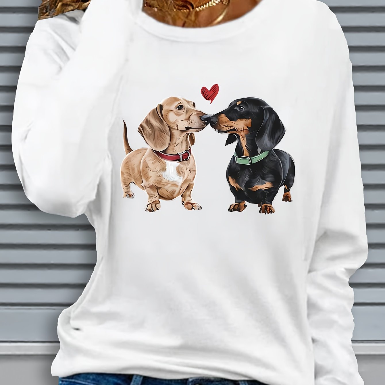 TEMU Graphic Print T-shirt, Long Sleeve Crew Neck Casual Top For Spring & Fall, Women's Clothing