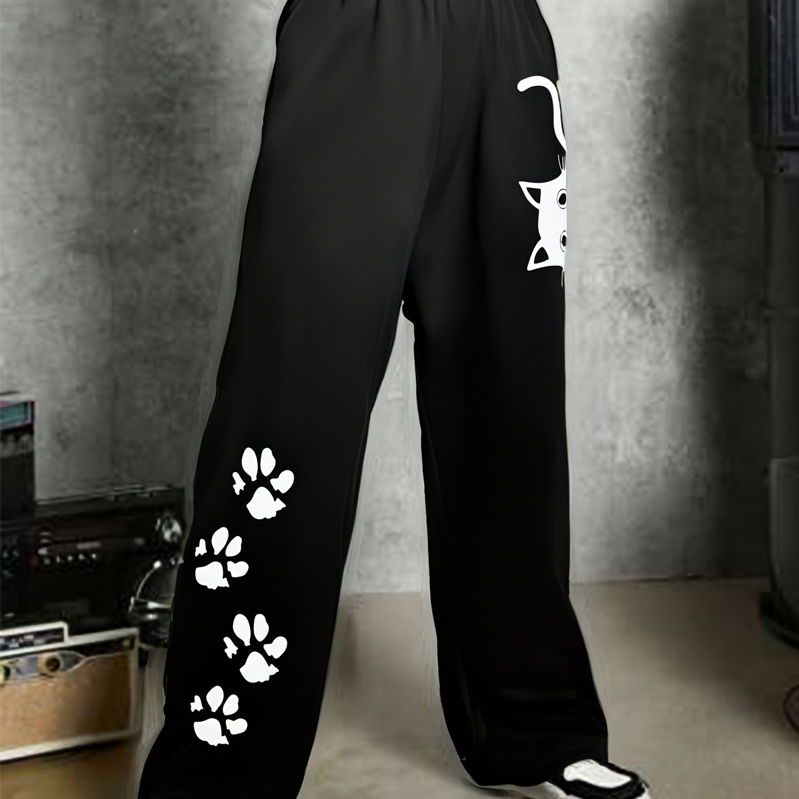 Image of Girls' Fashion Solid Random Print Pants, Loose Wide-leg Trousers Below The Thigh, Summer Casual Long Pants, Perfect For Outdoor