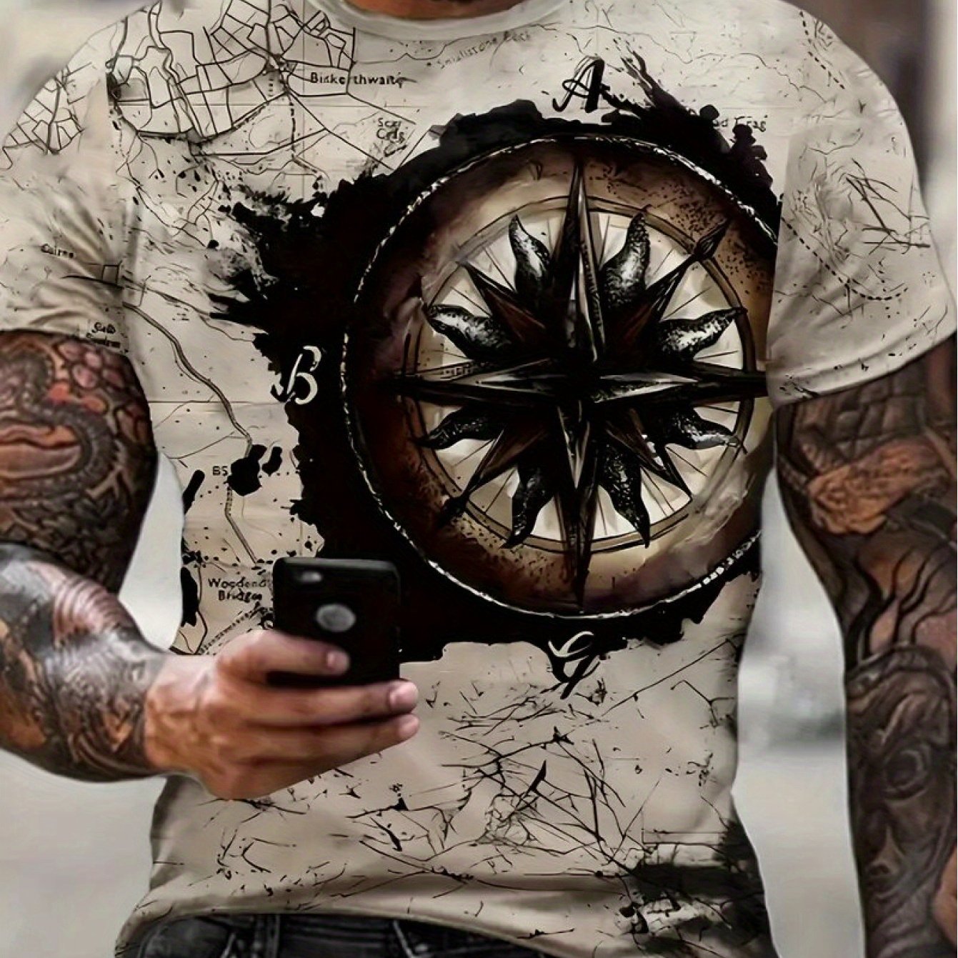 E-shop Schwarzes Windrad 3D Digitaldruck T-Shirt - Atmungsaktives Regular Fit Herren Sommer Rundhals Kurzarm, Maschinenwaschbares Casual Top, Stilvoll