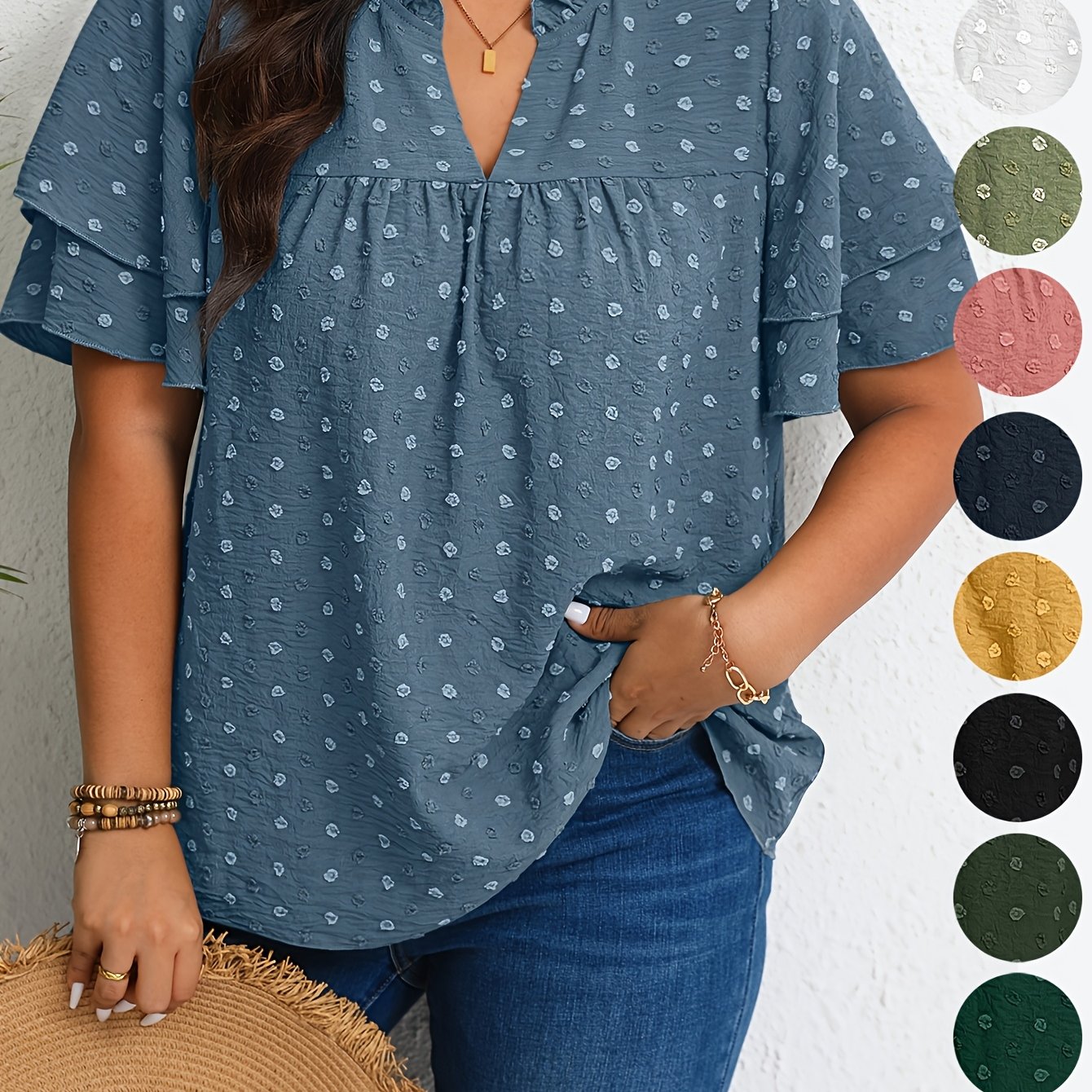TEMU Plus Size, Casual Plus-size Women's Shirt