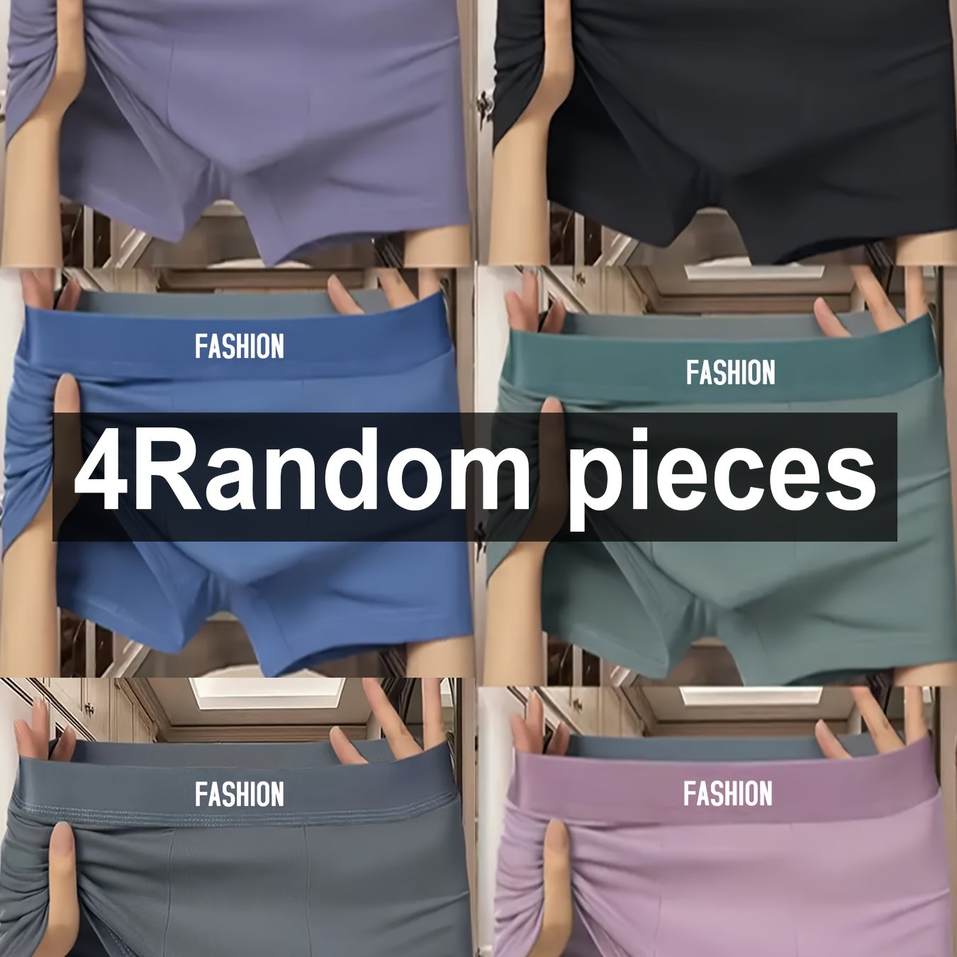 TEMU Set casual da 4 pezzi di boxer brief da traspiranti e morbidi, pantaloncini stile atletico, elastico, per abbigliamento casual, traspirante, ed