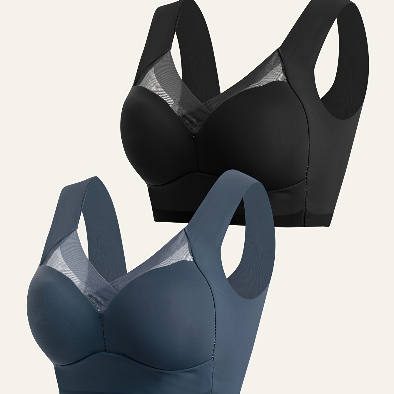 TEMU A Two-piece Collection Of Ladies' Athletic Bras, Designed For Yoga And Fitness, Featuring Breathable And Soft Materials, With Mesh Detailing And