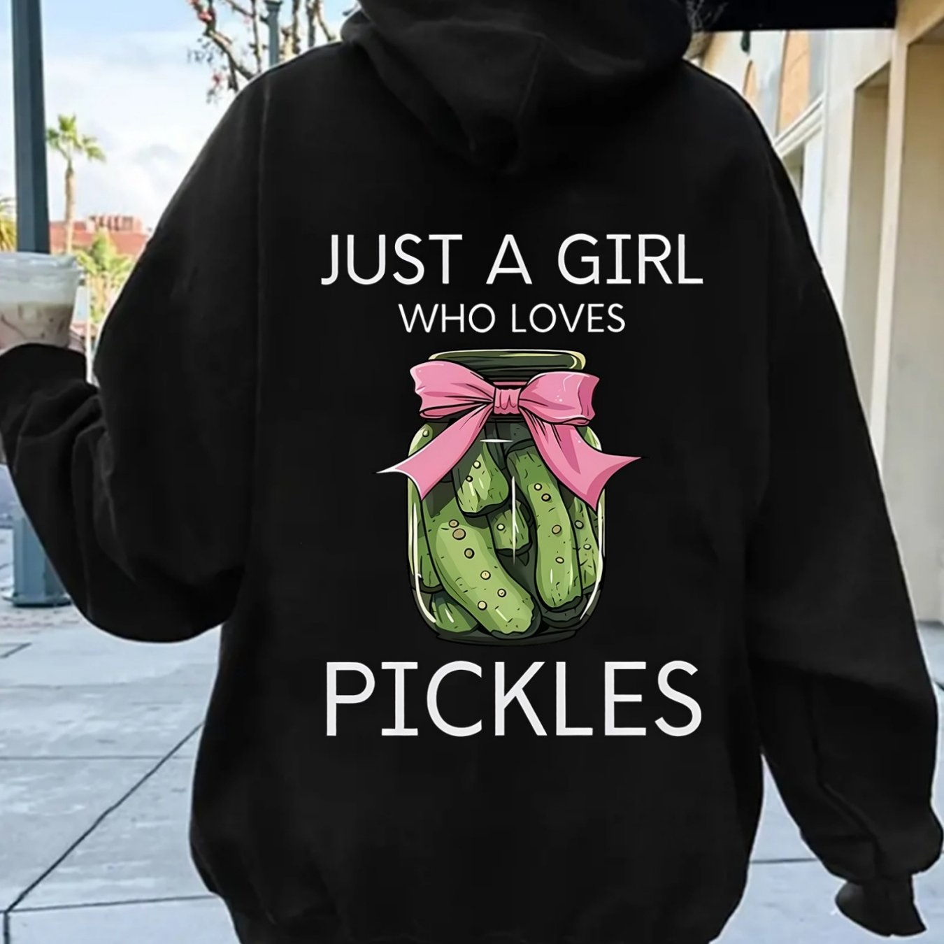 TEMU [1pcs Pickle Graphic ] Women's Casual Polyester With Pickle Graphic Knit Fabric Hooded Long Sleeve Slight Stretch All Season With Front