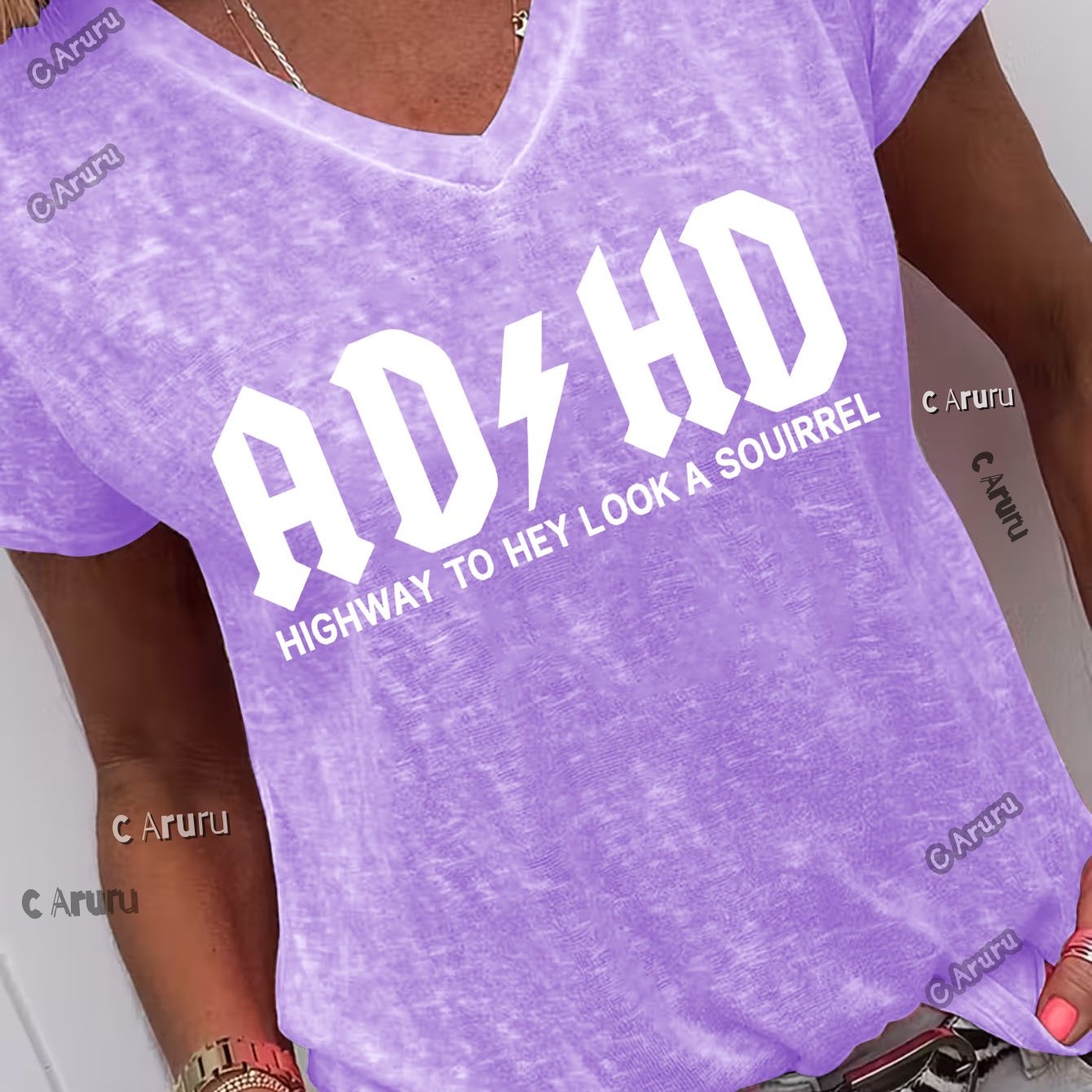 TEMU Women's V-neck T-shirt Featuring A Rock Band Design, Suitable For Spring And Summer. Casual, Versatile, Comfortable, And Breathable, Machine