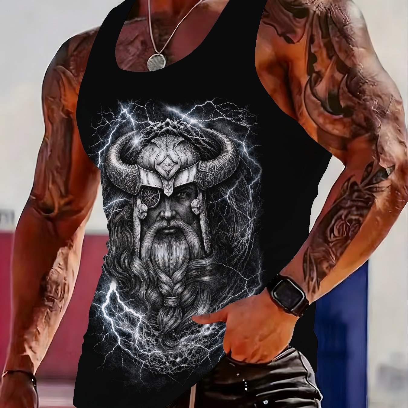 TEMU Men's Sleeveless Vest, Lightweight And Breathable , Four-season Holiday Casual Wear