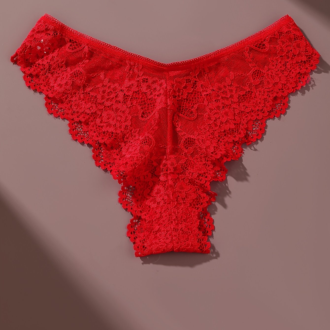 TEMU 1 pièce String Brésilien en Dentelle Taille Basse, Sous-vêtements Femme Confortables et Semi-Transparents