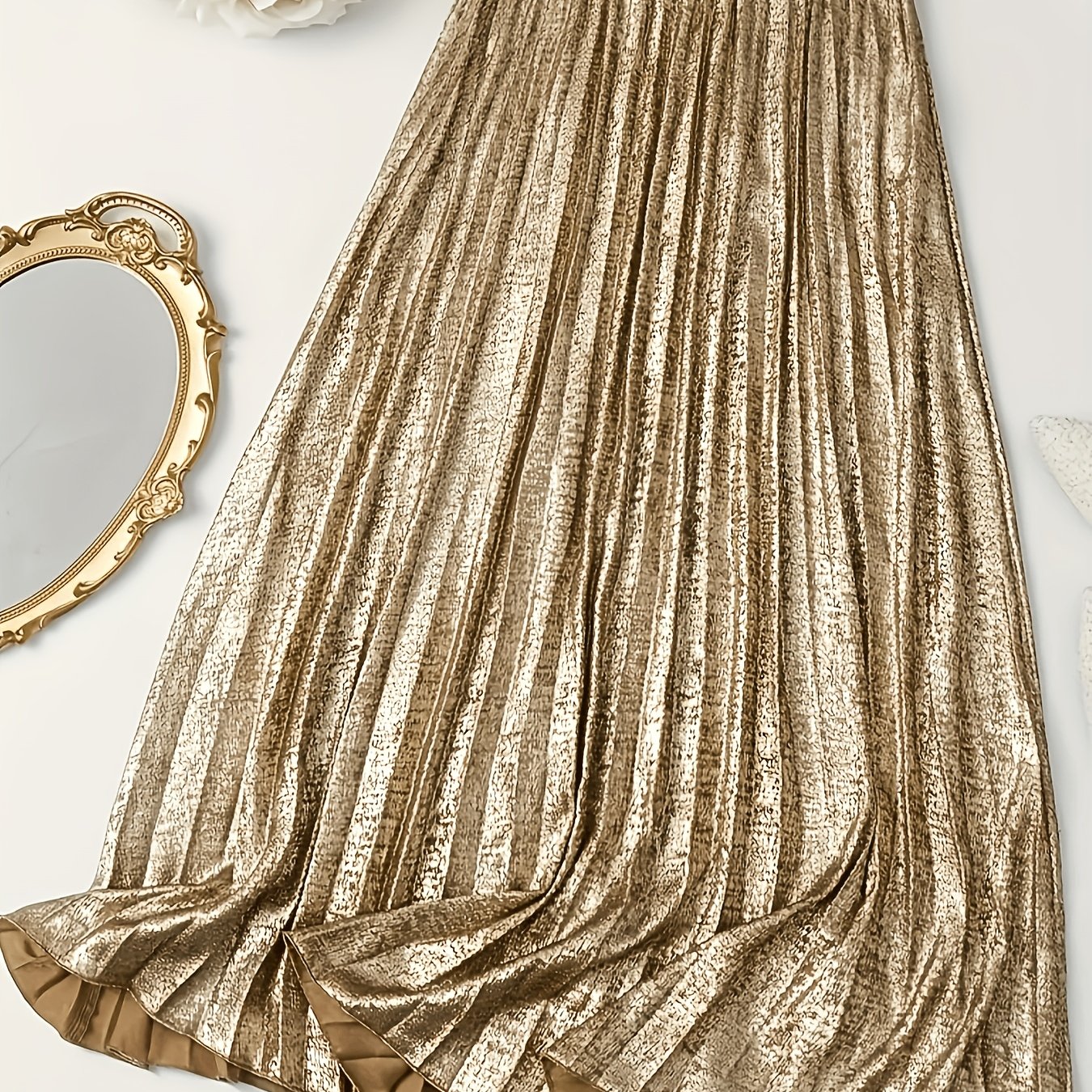 TEMU Women's Casual Pleated Skirt, Suitable For Daily , Shopping, Or , Ideal For Spring Summer Fall Dressing