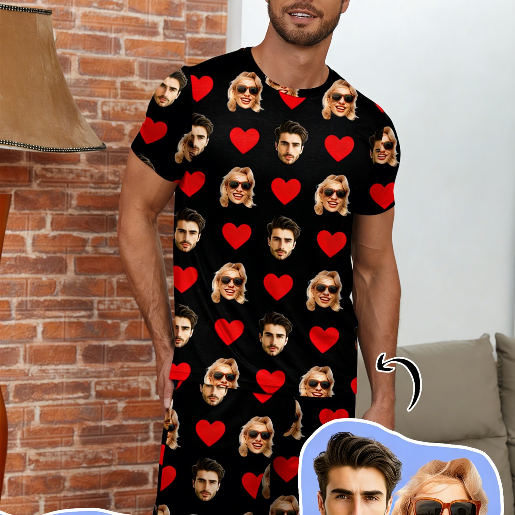 TEMU Custom Men's Set- Short Sleeve T-shirt& Loose Shorts, Ideal For Birthday Party, Anniversary, Christmas, Valentine's Day& New Year Gifts, Soft&