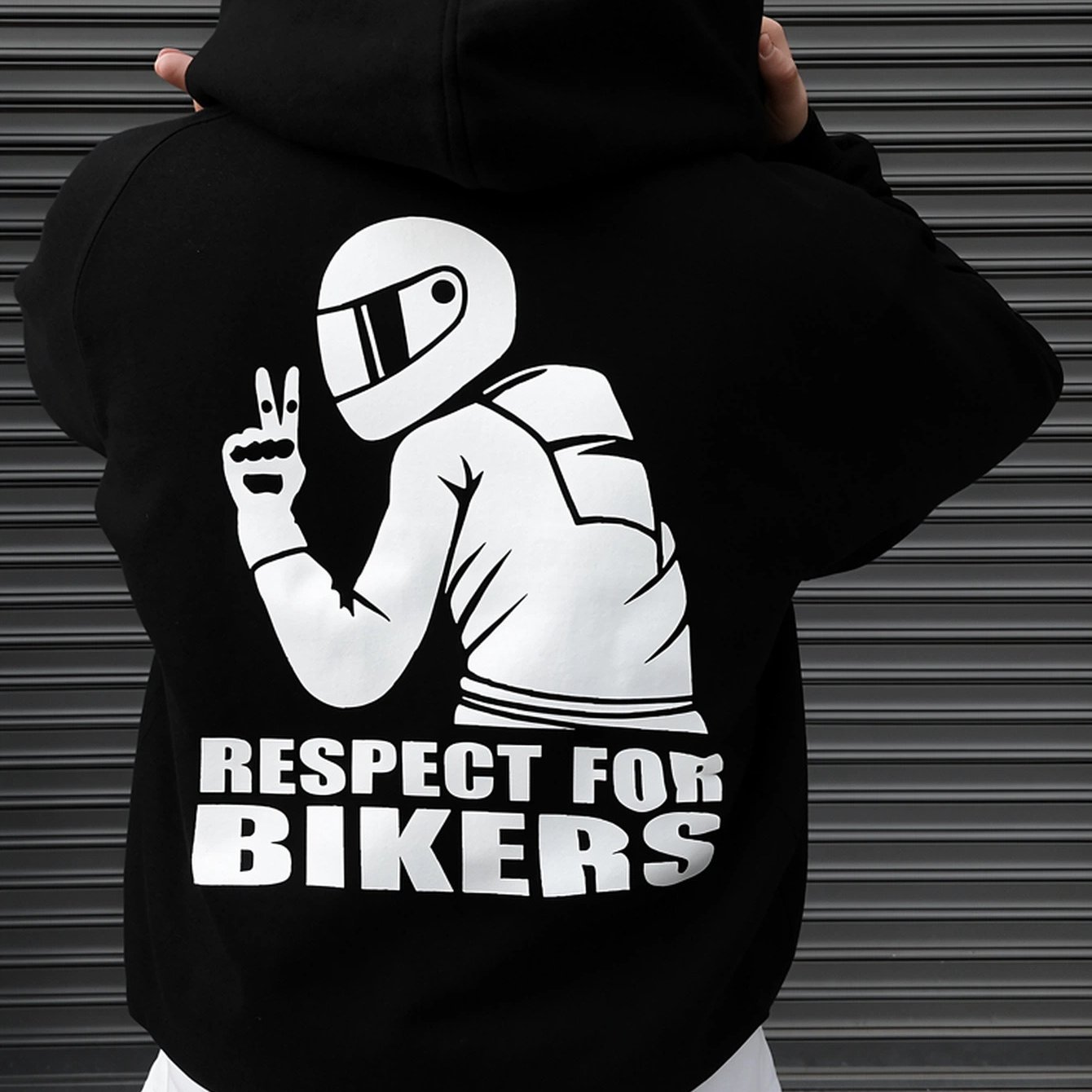 Image of Men's Heavy-duty Motorcycle Rider Hooded Sweatshirt With For Bikers Back Print - Loose Fit Biker Pullover Hoodie Suitable For Motorcycle Enthusiasts - Winter Riding Apparel