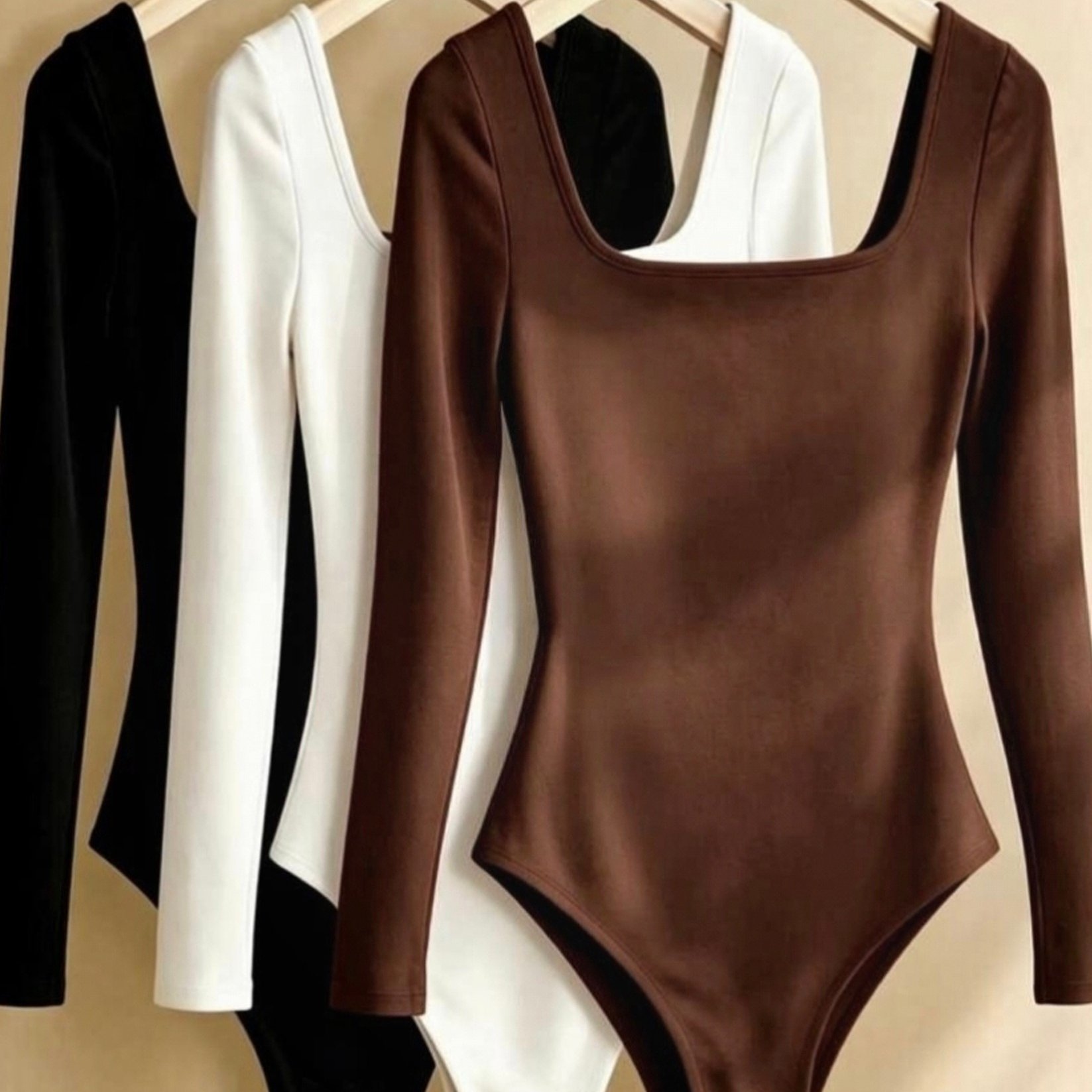TEMU Ensemble 3 pièces pour femmes, body à manches longues et , coupe slim, couleur unie, stretch, bas de couches, haut d'automne-hiver, tenue pour